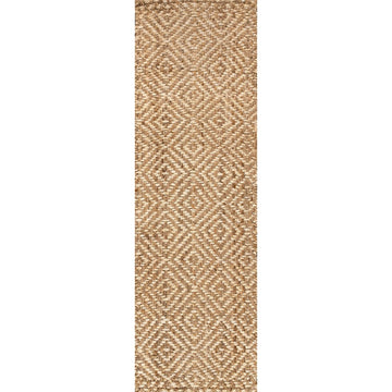 Hira Hand Woven Diamond Chunky Jute Area Rug